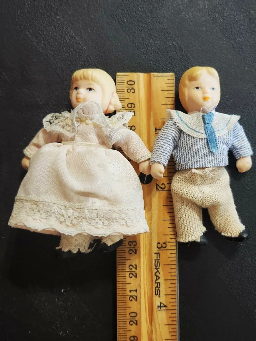 Vintage Porcelain Boy Girl dolls Victorian miniature brother sister couple